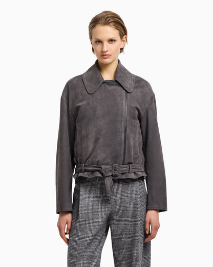 Icon nubuck calf leather biker jacket