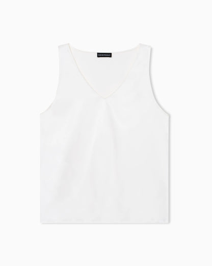 V-neck top in fine stretch silk satin Essential