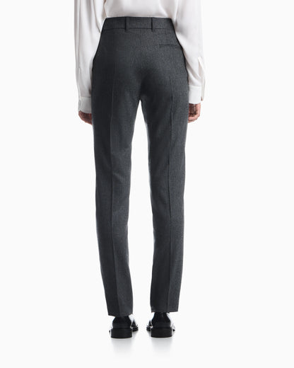 Unlined trousers in wool and cashmere flannel with zipper