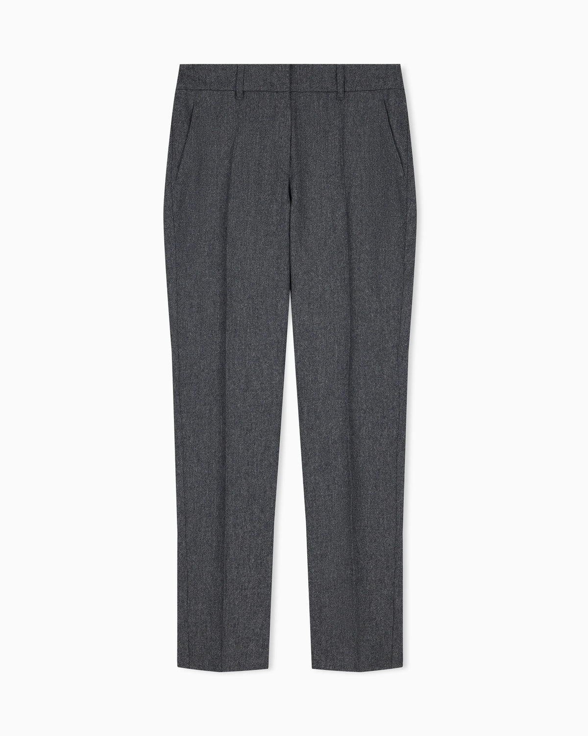 Unlined trousers in wool and cashmere flannel with zipper