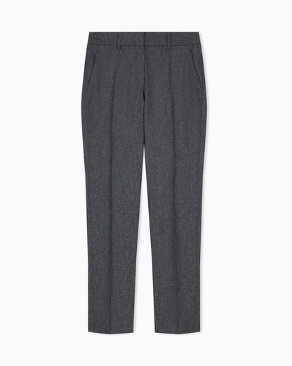 Unlined trousers in wool and cashmere flannel with zipper