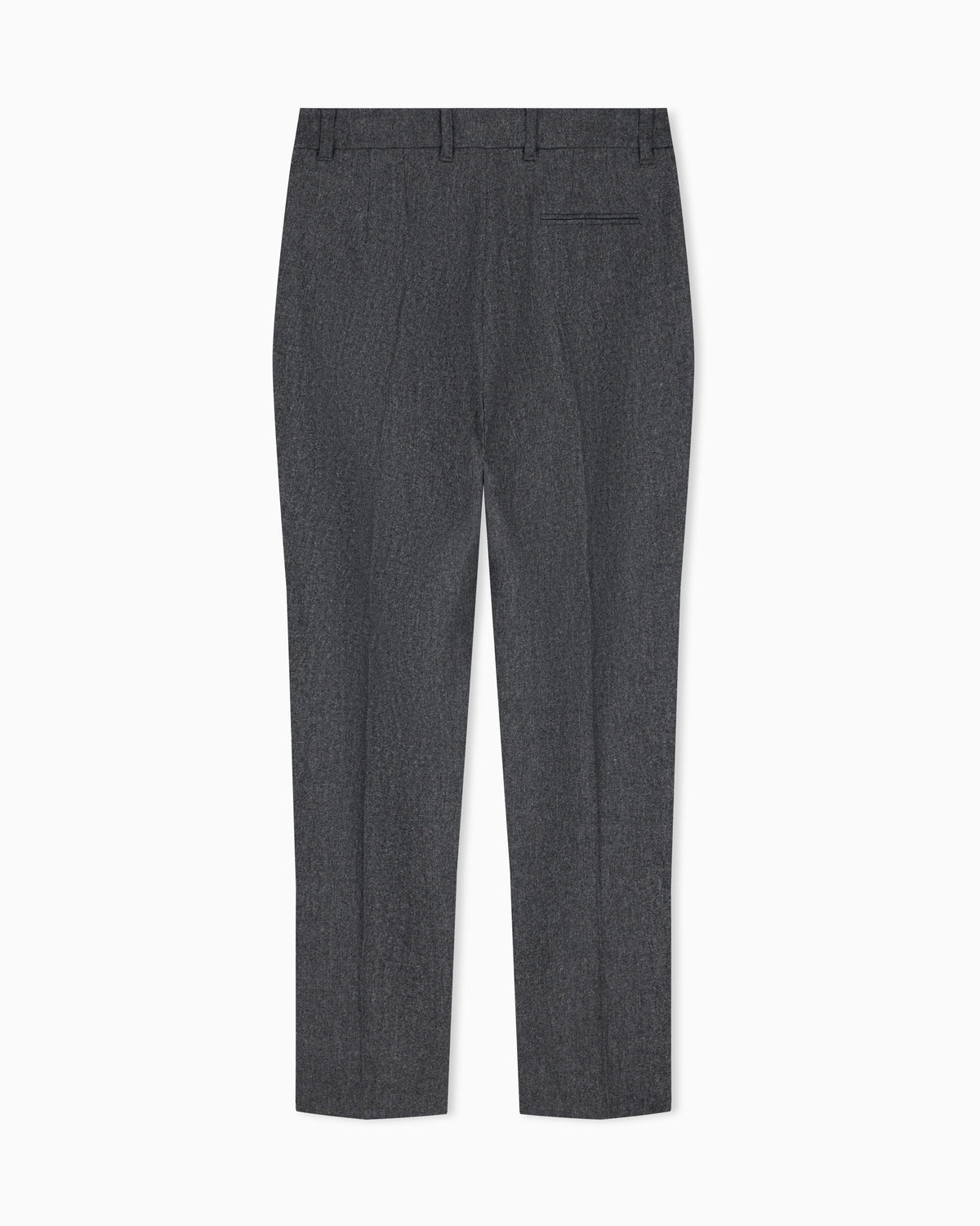 Unlined trousers in wool and cashmere flannel with zipper