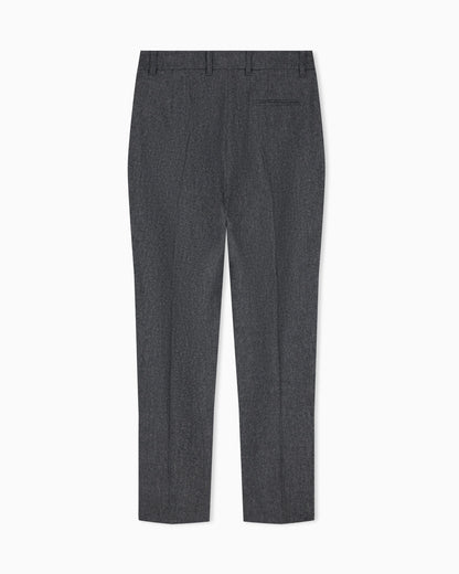 Unlined trousers in wool and cashmere flannel with zipper