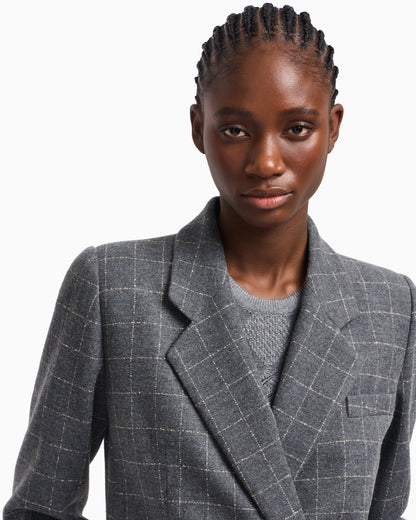 Icon flannel double-breasted blazer with a check motif