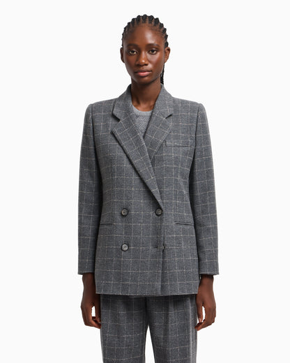 Icon flannel double-breasted blazer with a check motif