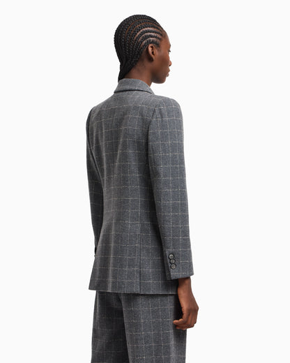 Icon flannel double-breasted blazer with a check motif