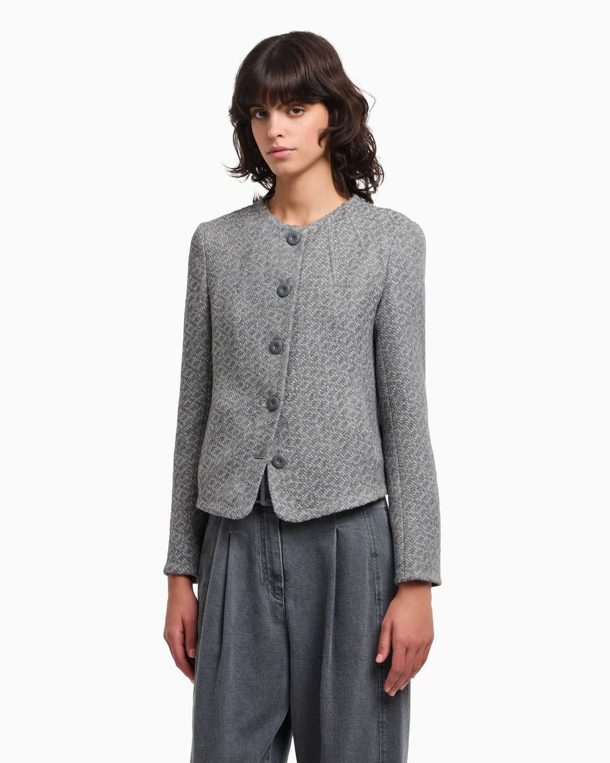 Icon tricot-effect jacquard knit jacket