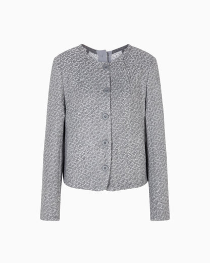 Icon tricot-effect jacquard knit jacket