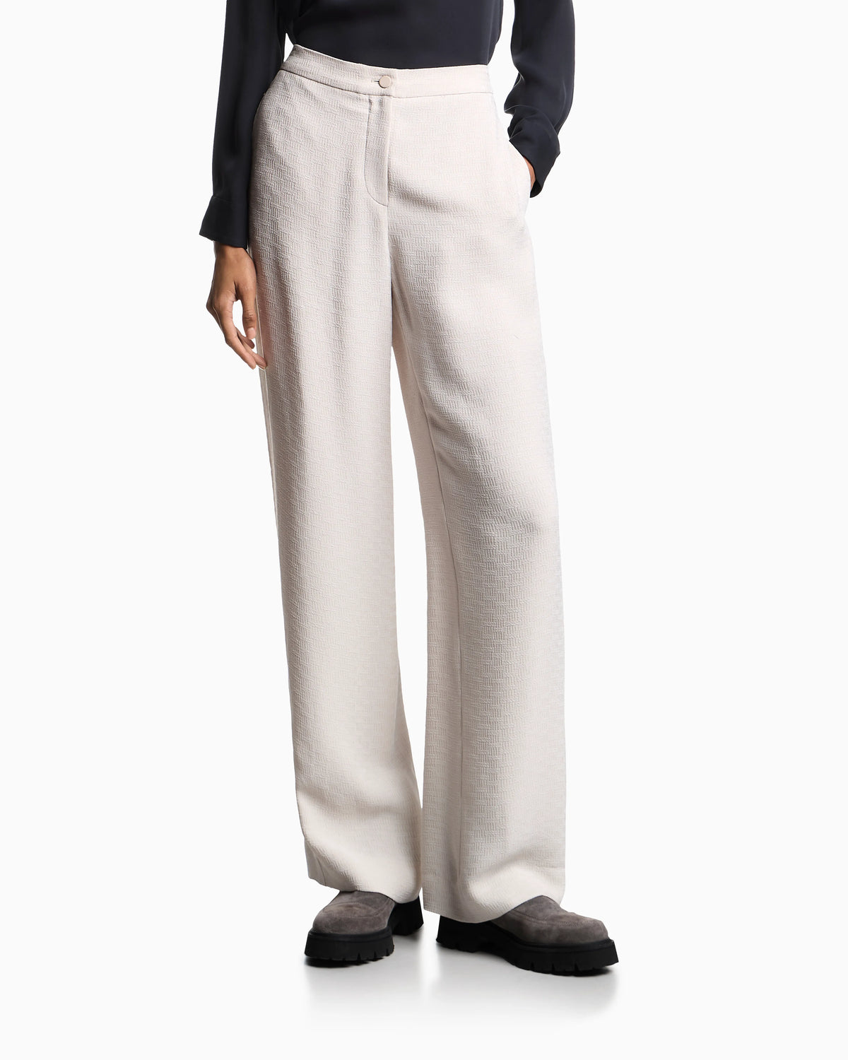 Icon trousers in fluid armure fabric