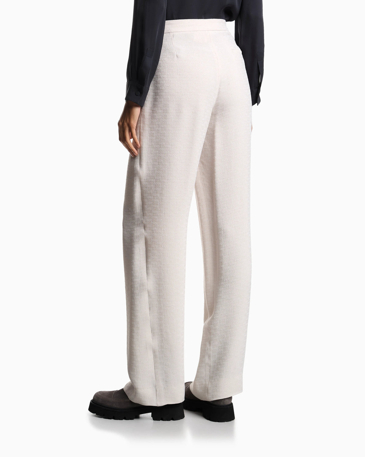 Icon trousers in fluid armure fabric
