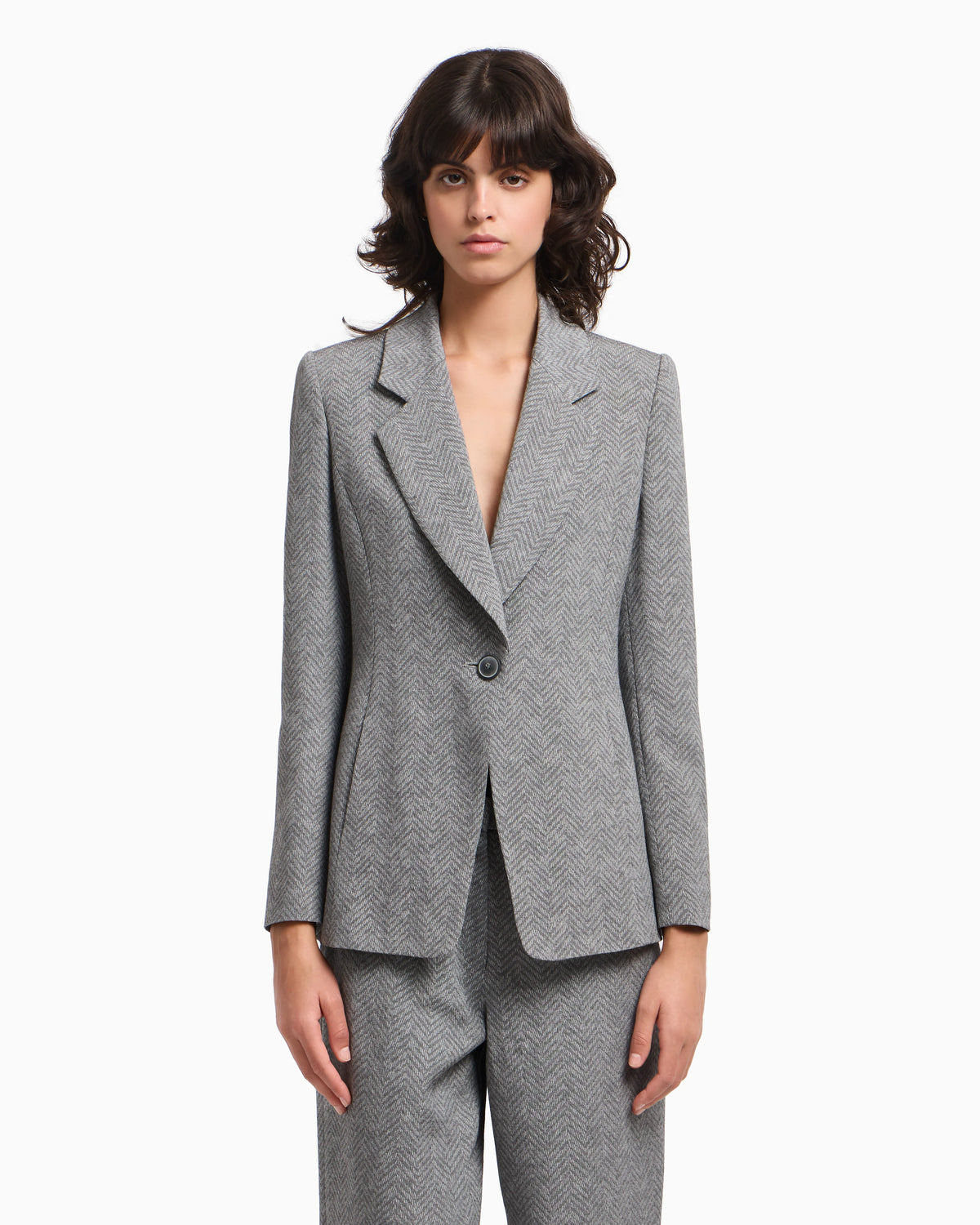 Icon chevron viscose-blend single-breasted blazer
