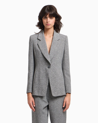 Icon chevron viscose-blend single-breasted blazer