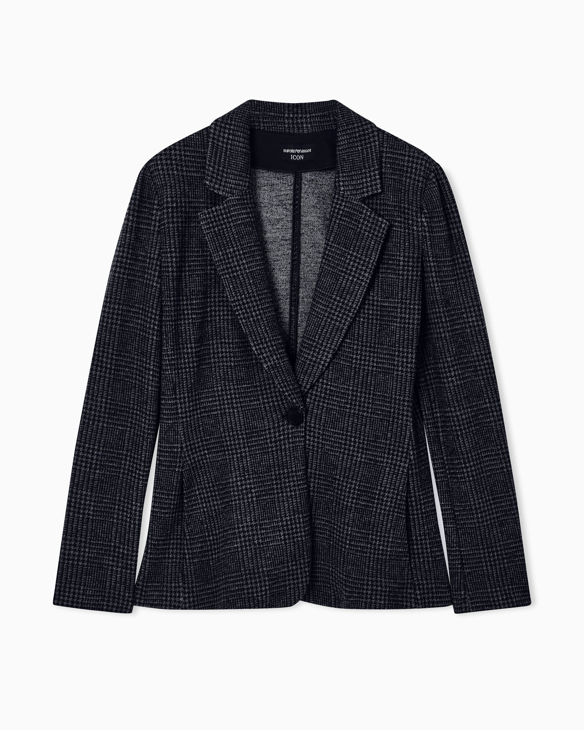Icon Prince of Wales check compact knit jersey single-breasted blazer