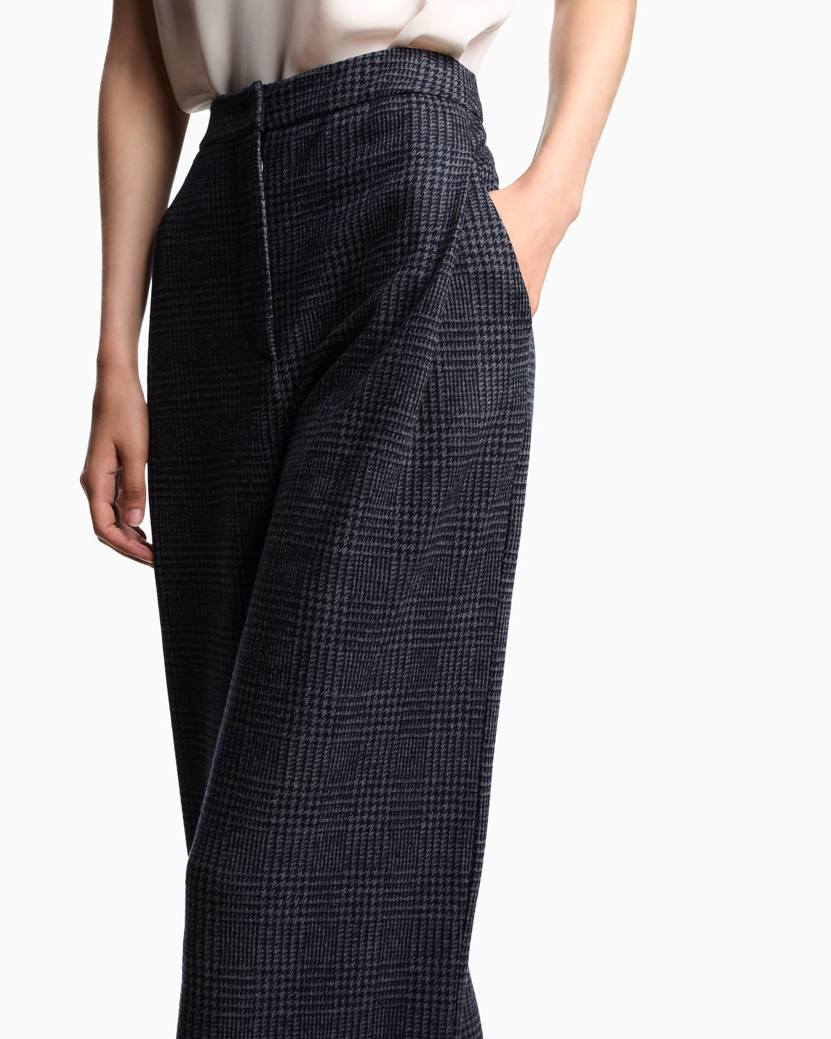 ASV Icon Prince of Wales check compact jersey-knit trousers with pleats