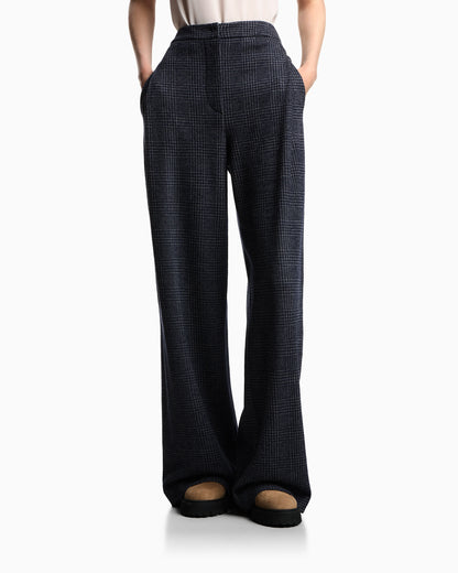 ASV Icon Prince of Wales check compact jersey-knit trousers with pleats