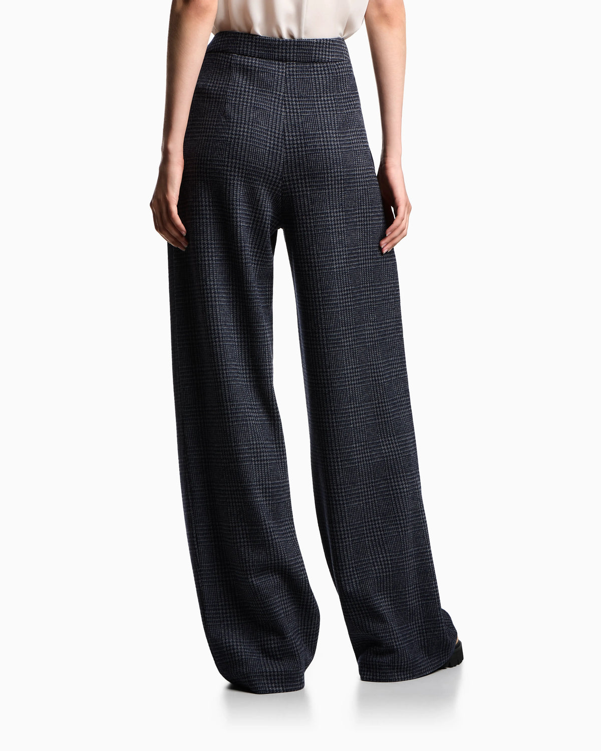 ASV Icon Prince of Wales check compact jersey-knit trousers with pleats