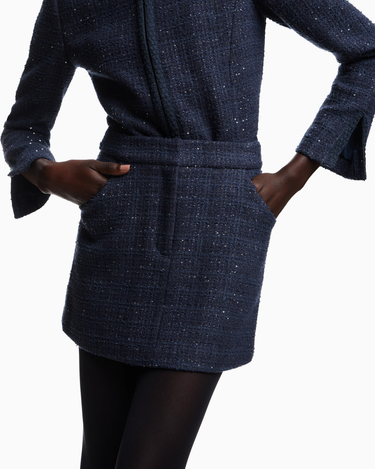 Lurex tweed mini skirt with micro sequins