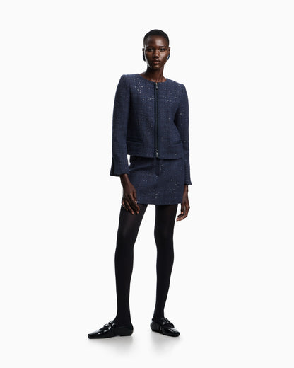 Lurex tweed mini skirt with micro sequins