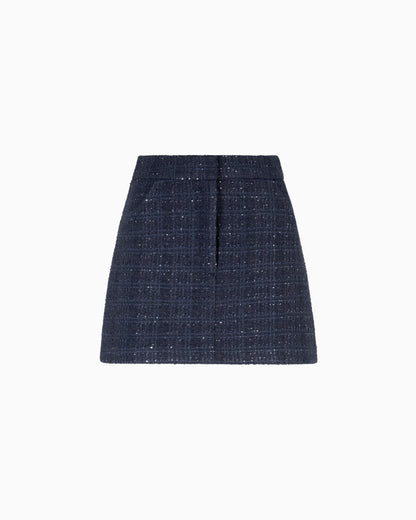Lurex tweed mini skirt with micro sequins