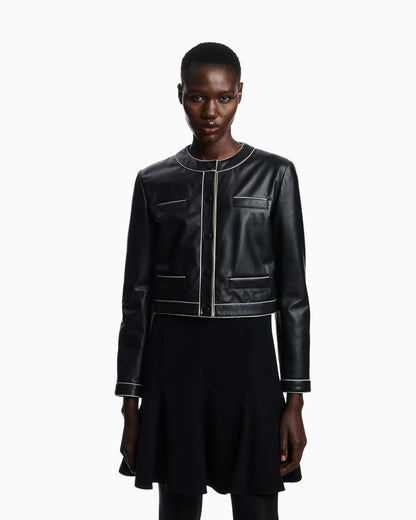 Semi-aniline lambskin nappa leather jacket