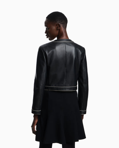Semi-aniline lambskin nappa leather jacket