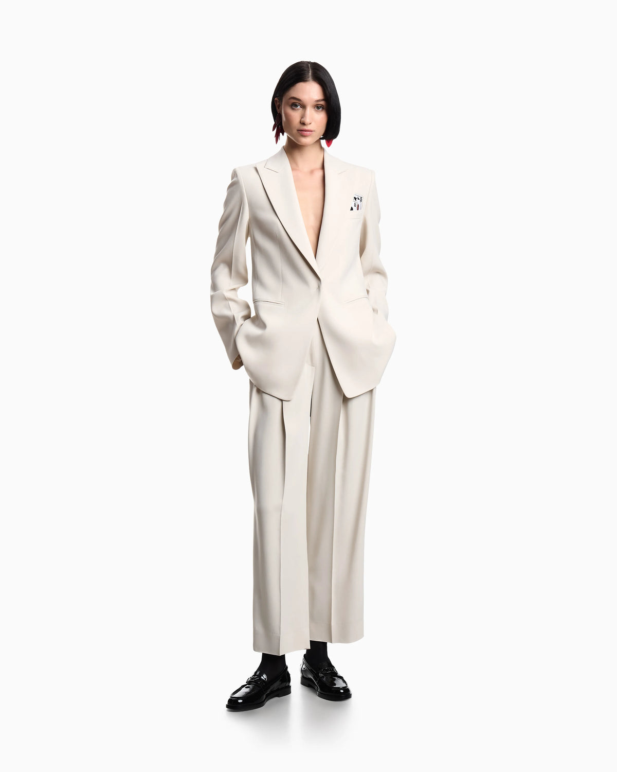 Single-breasted blazer in envers satin with Jeu de Cartes detail