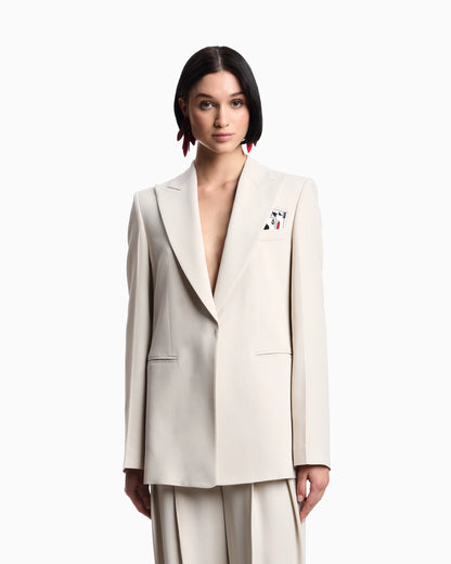 Single-breasted blazer in envers satin with Jeu de Cartes detail