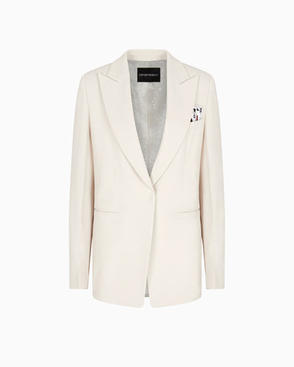 Single-breasted blazer in envers satin with Jeu de Cartes detail
