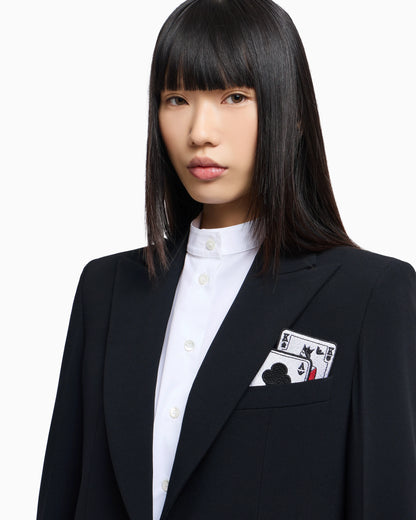Single-breasted blazer in envers satin with Jeu de Cartes detail