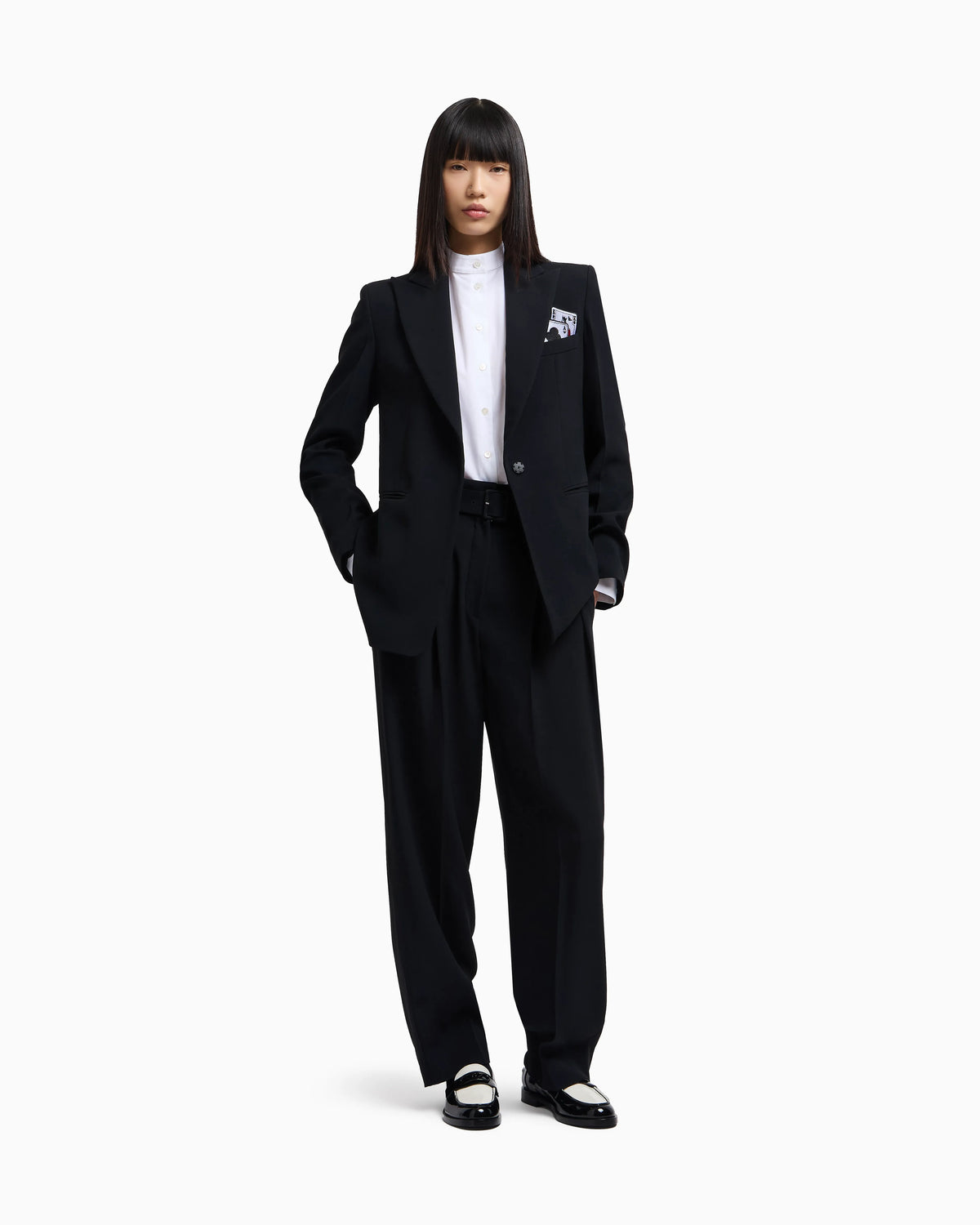 Single-breasted blazer in envers satin with Jeu de Cartes detail
