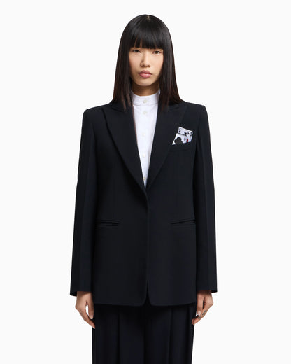 Single-breasted blazer in envers satin with Jeu de Cartes detail