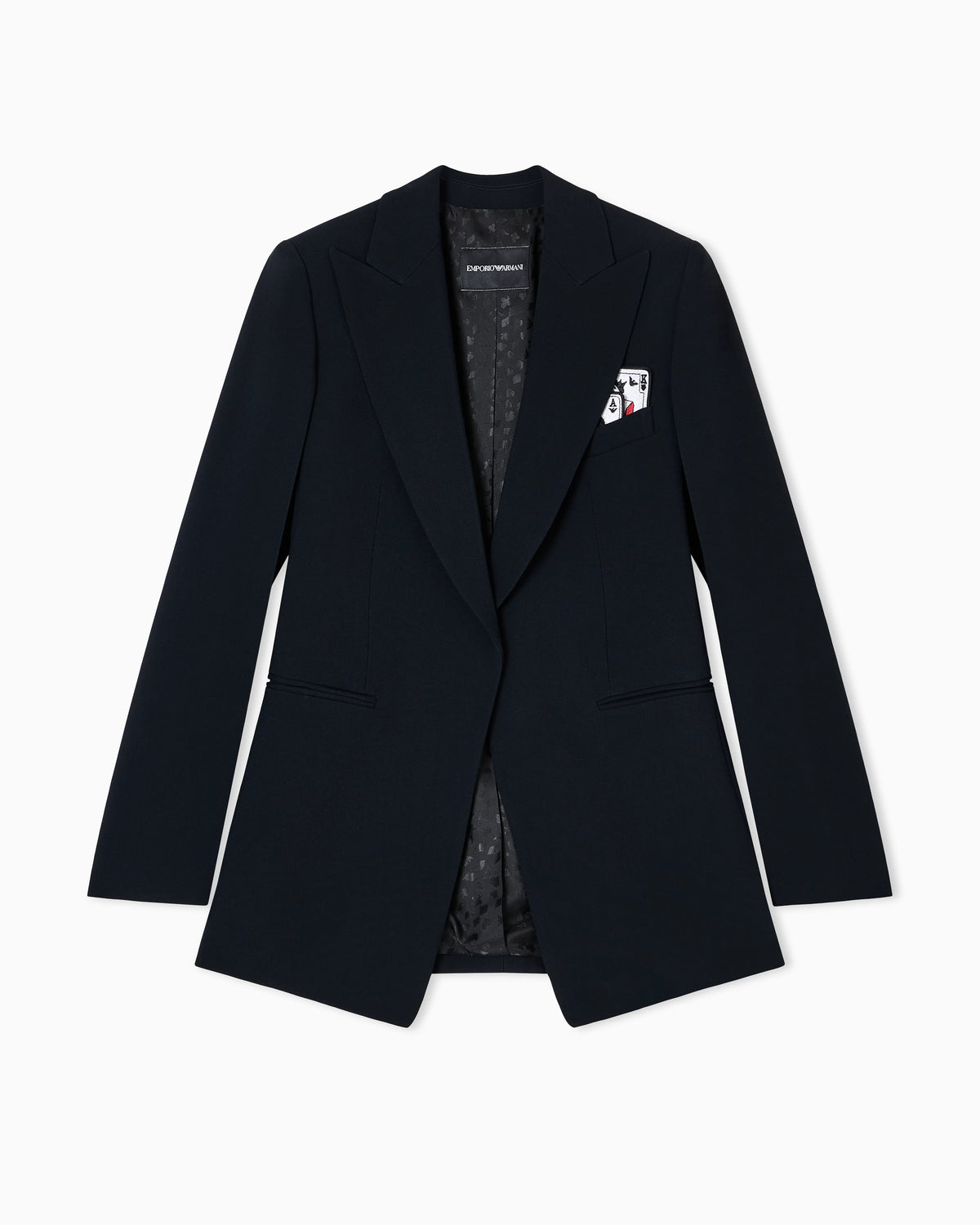 Single-breasted blazer in envers satin with Jeu de Cartes detail