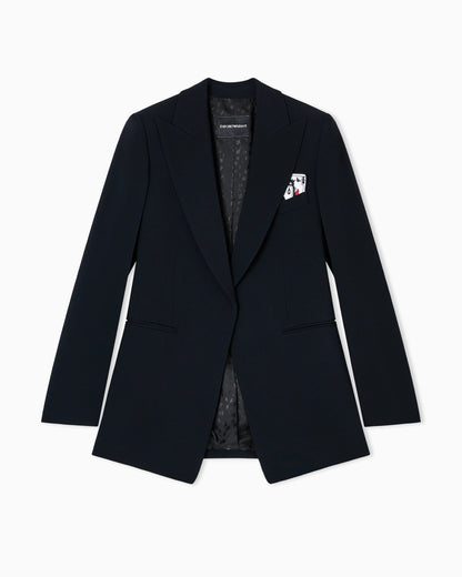 Single-breasted blazer in envers satin with Jeu de Cartes detail