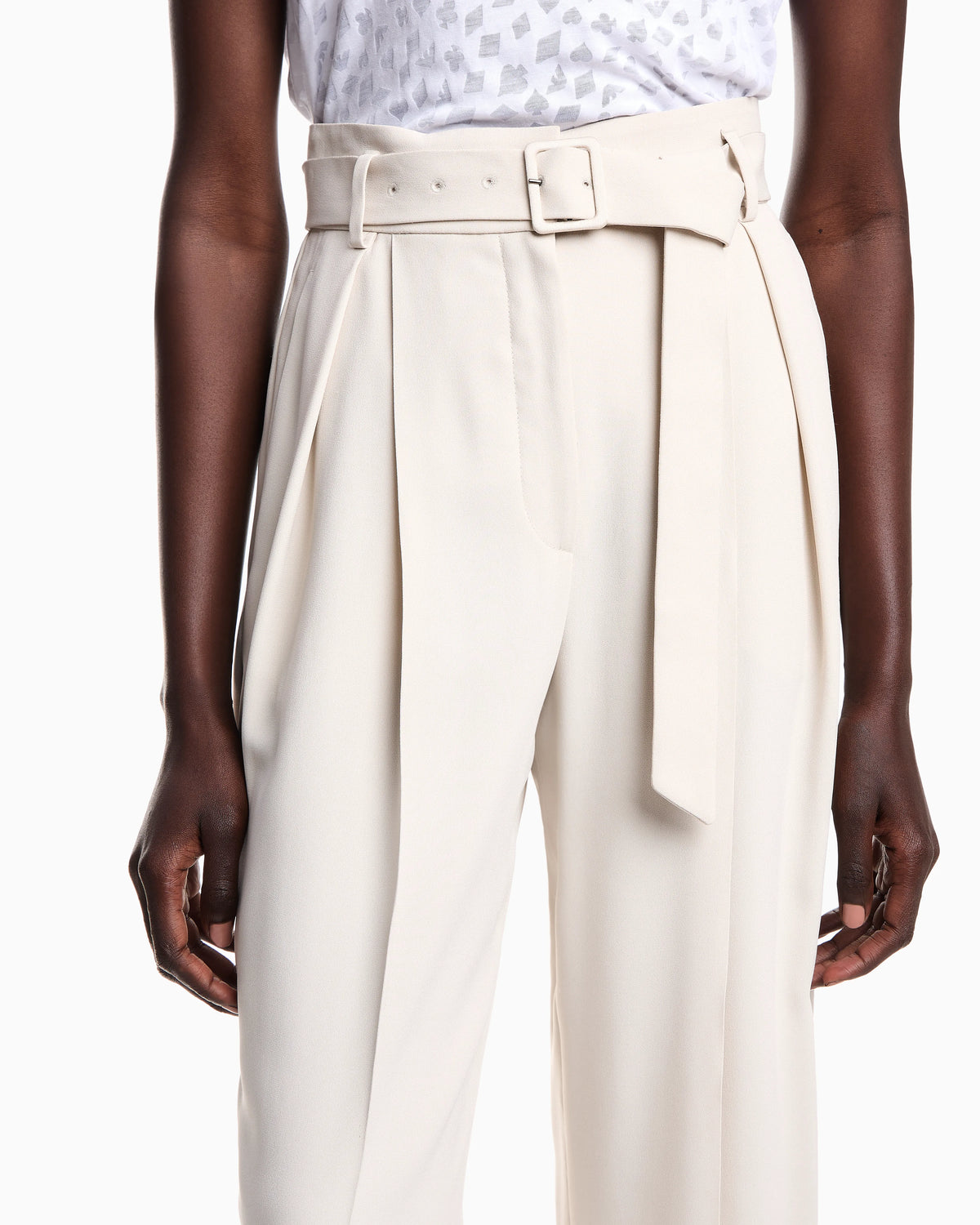 Envers satin trousers with pleats and belt