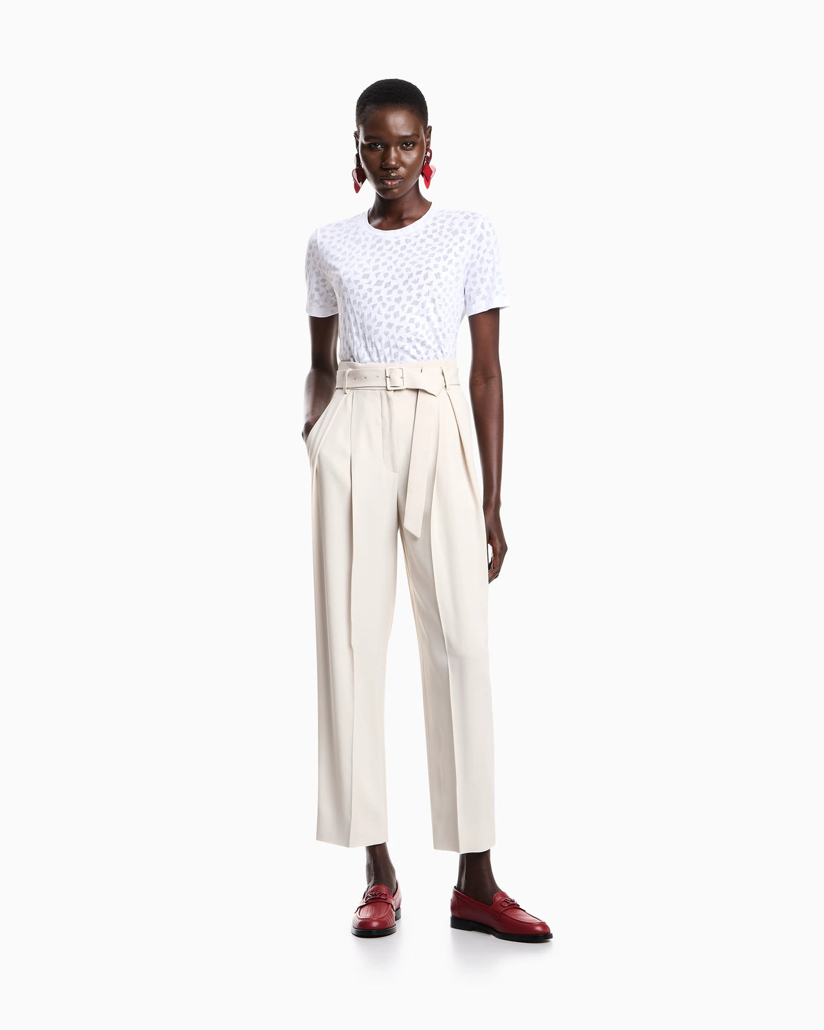 Envers satin trousers with pleats and belt