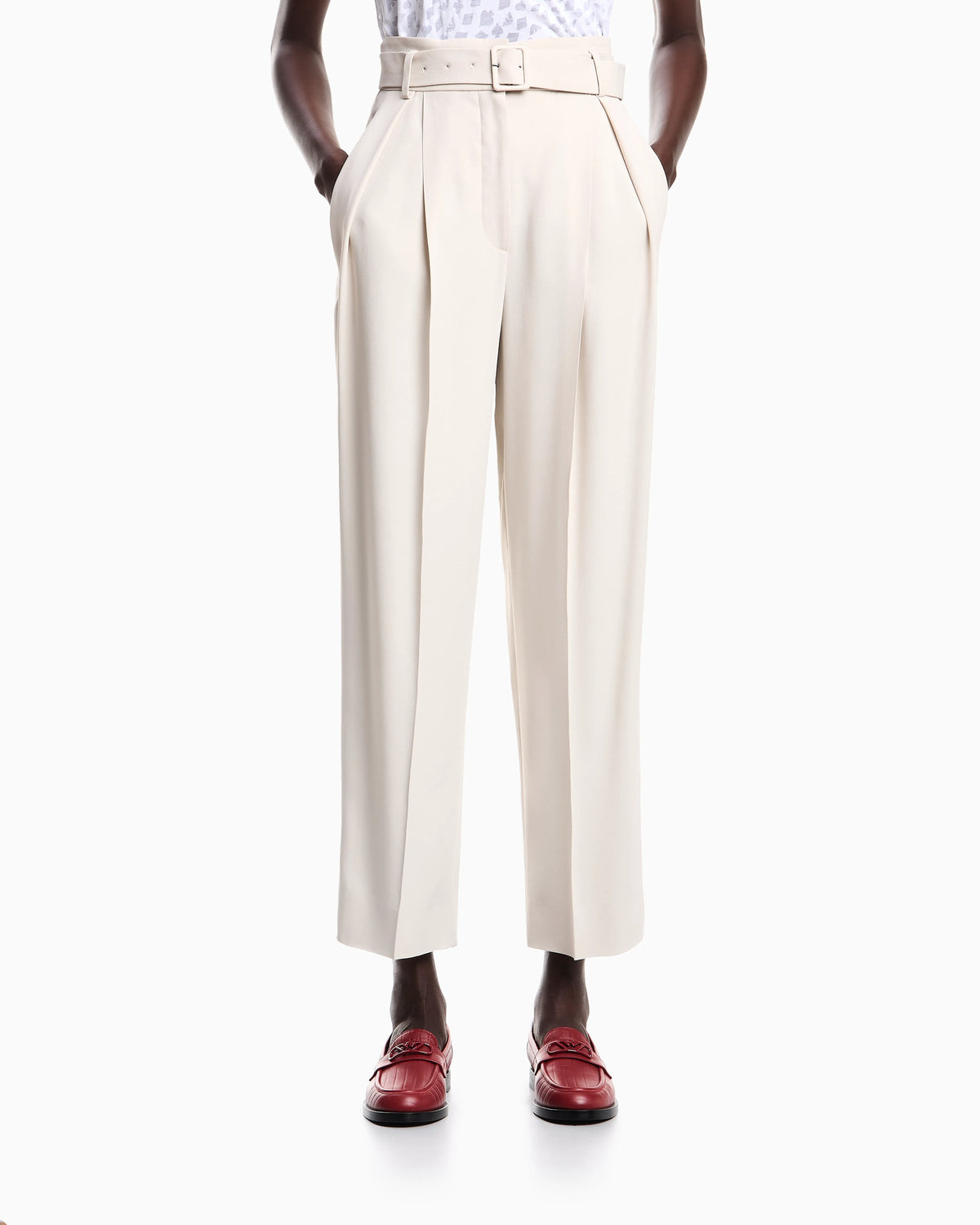Envers satin trousers with pleats and belt