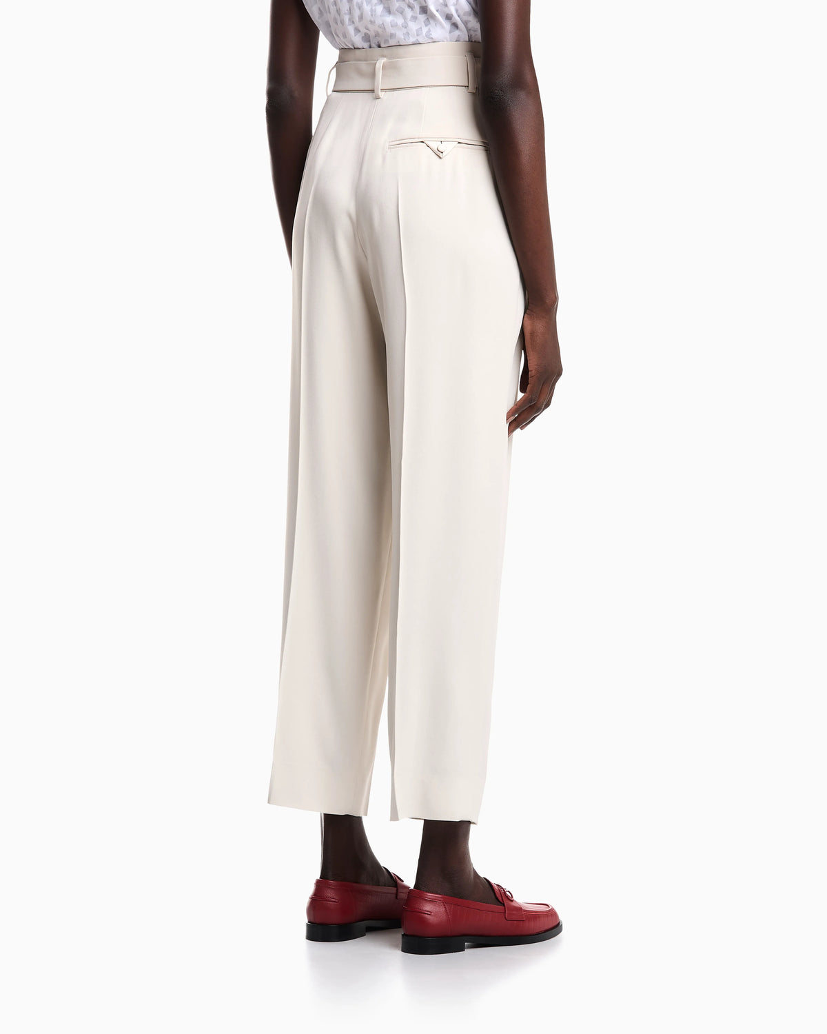 Envers satin trousers with pleats and belt
