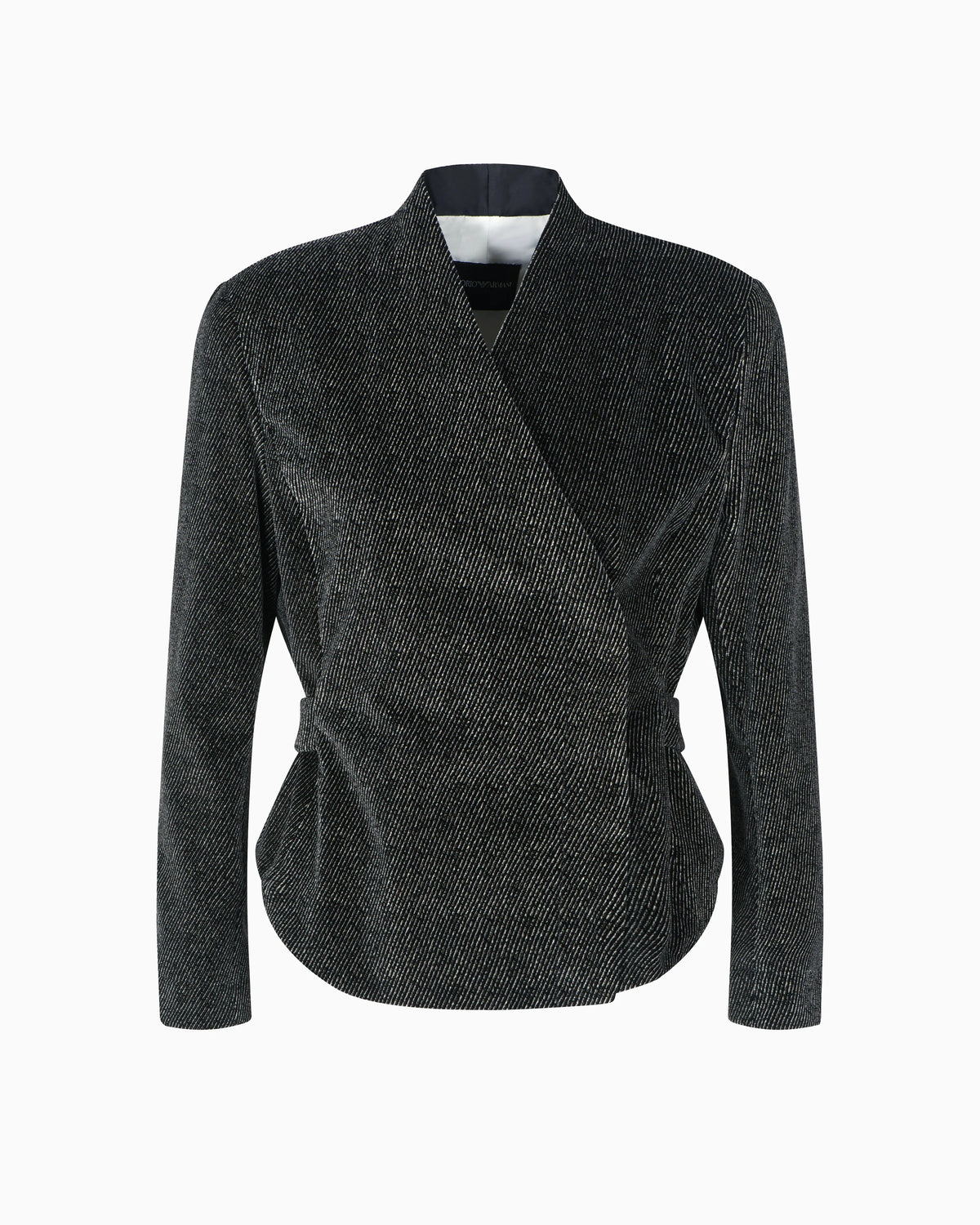Cavalry-effect printed velvet jacket with off-centre fastening