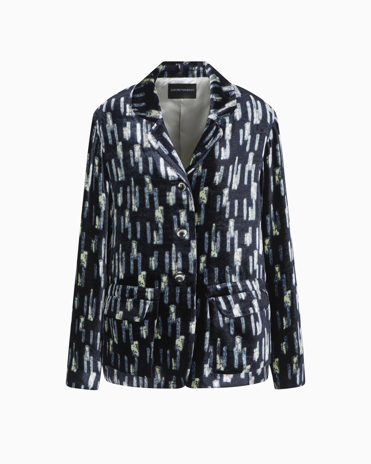 Printed velvet single-breasted blazer