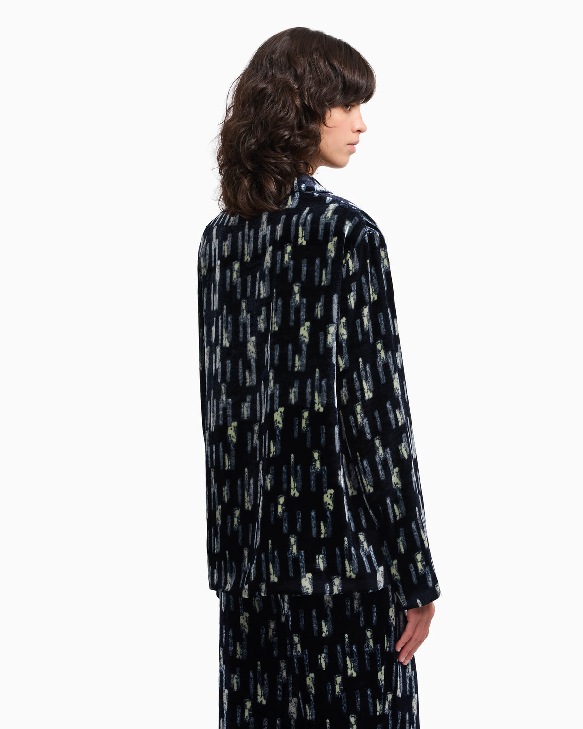 Printed velvet single-breasted blazer