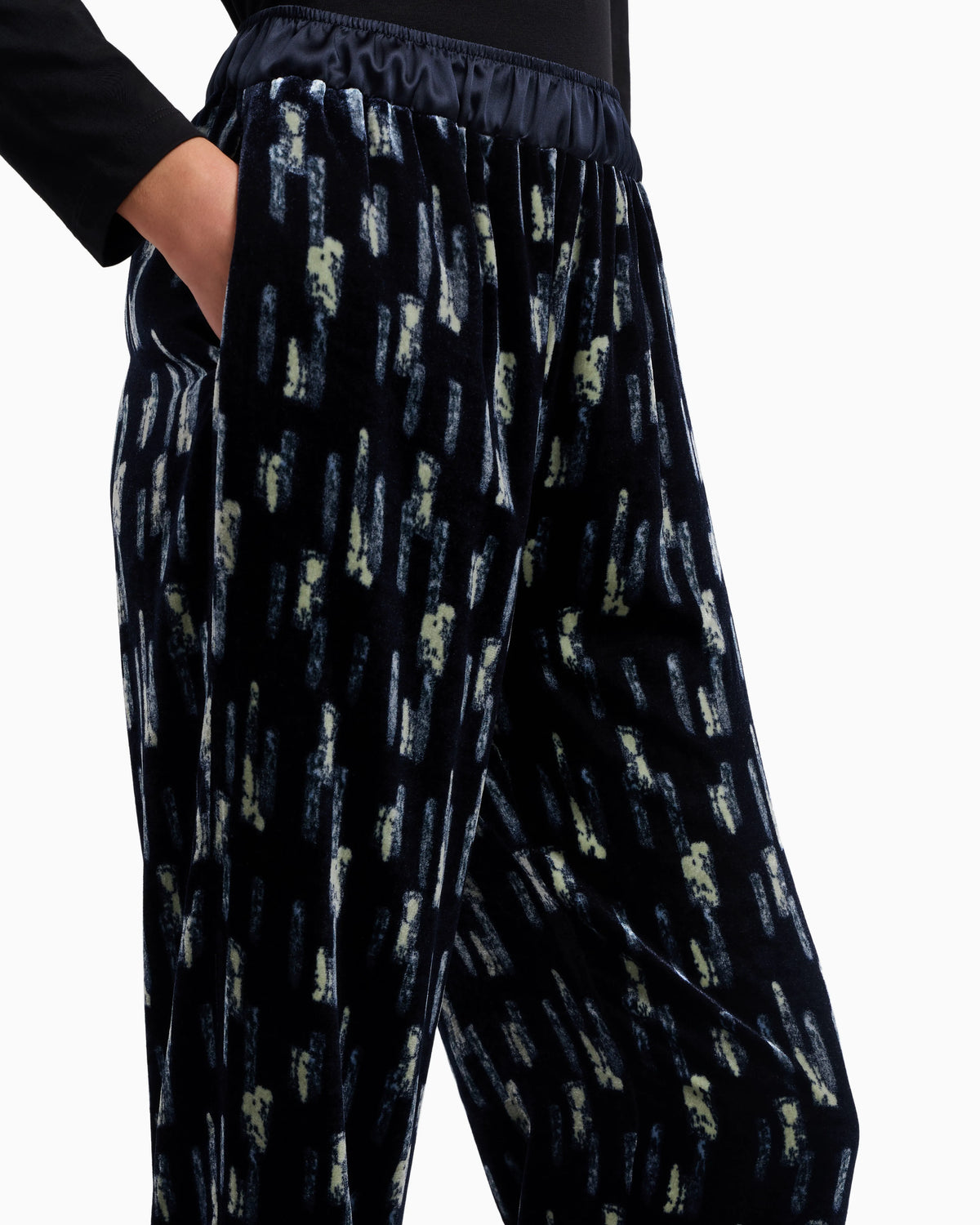 Printed velvet trousers