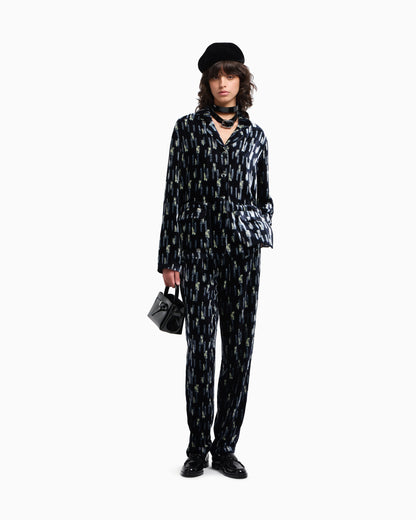 Printed velvet trousers