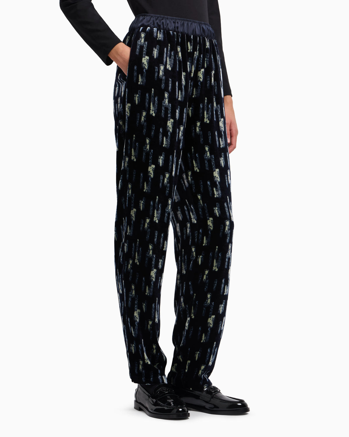 Printed velvet trousers
