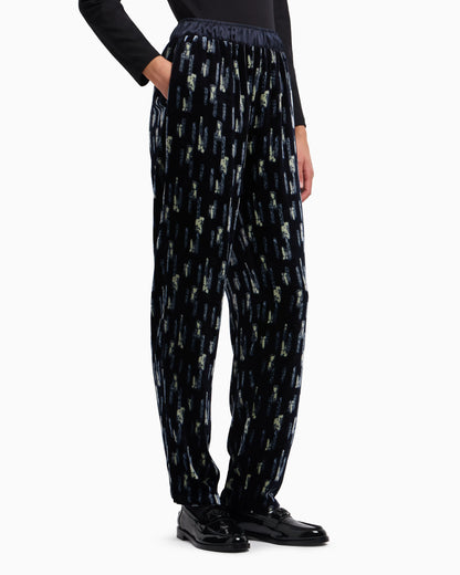 Printed velvet trousers