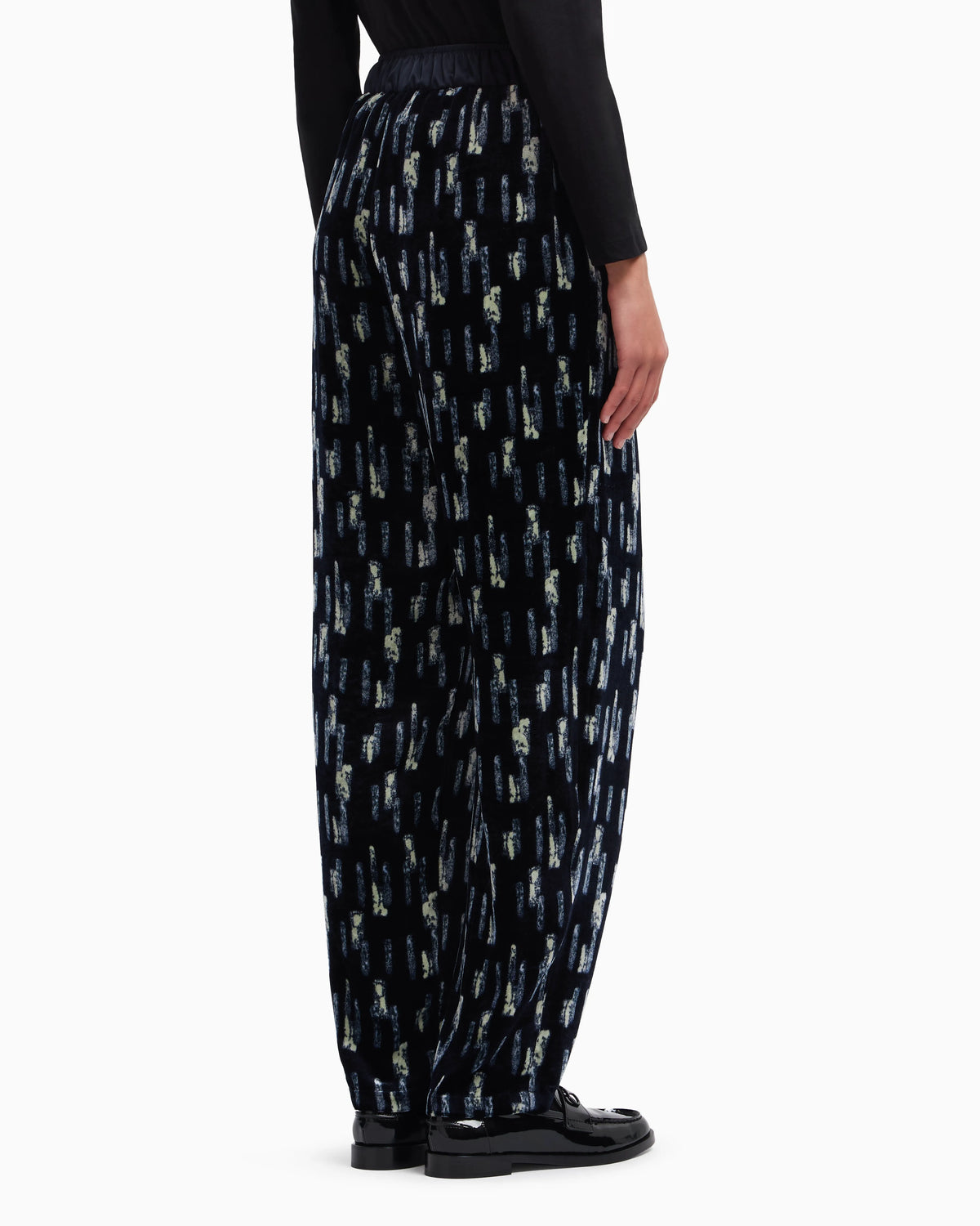 Printed velvet trousers