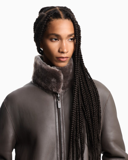 ASV reversible coat in Spanish merino shearling lambskin