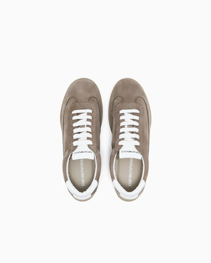 Nubuck sneakers with perforated details and a rubber sole