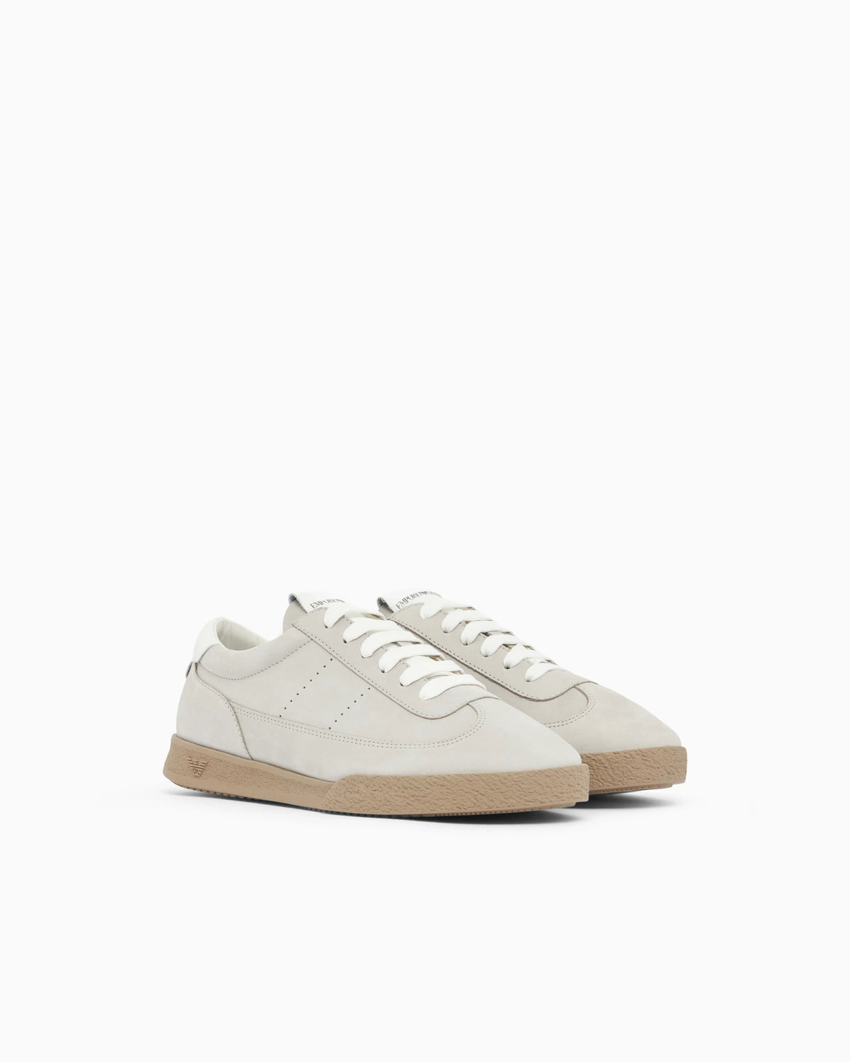 Nubuck sneakers with perforated details and a rubber sole