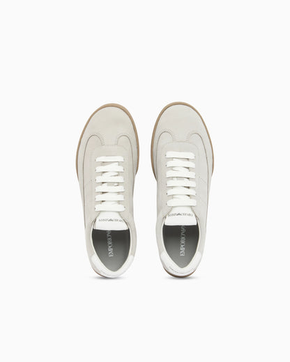 Nubuck sneakers with perforated details and a rubber sole