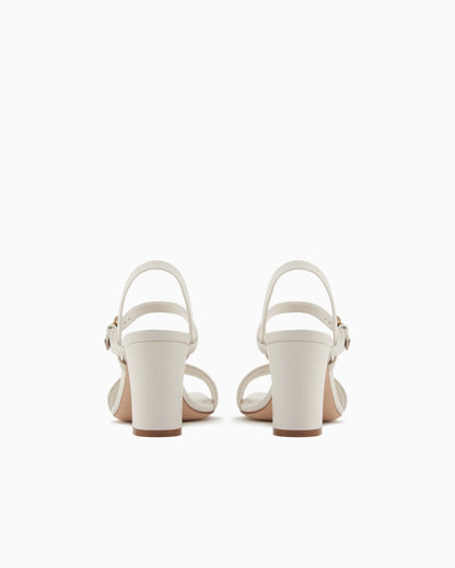 Nappa-leather heeled sandals with eagle plate